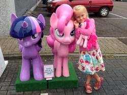 Size: 960x720 | Tagged: safe, derpibooru import, pinkie pie, twilight sparkle, twilight sparkle (alicorn), alicorn, human, cute, dutch, irl, irl human, netherlands, photo, plushie, sandals, target demographic, vriendschap tour