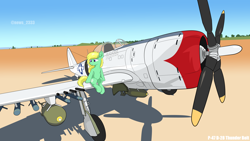 Size: 5760x3240 | Tagged: safe, artist:news_2333, derpibooru import, oc, oc only, oc:horsewhite, pegasus, pony, airport, bomb, bomber, female, fighter, gun, kill mark, machine gun, mare, missile, p-47, pilot, plane, republic p-47d-28 thunderbolt, rocket, solo, tally marks, tank (vehicle), war thunder, weapon, wings