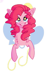 Size: 1000x1500 | Tagged: safe, artist:citrus-flamingo, derpibooru import, pinkie pie, earth pony, pony, chest fluff, cutie mark background, female, simple background, solo, starry eyes, transparent background, wingding eyes