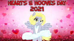 Size: 2064x1161 | Tagged: safe, artist:up1ter, derpibooru import, edit, derpy hooves, pegasus, pony, 2021, bipedal, blonde, clothes, diamonds are a girl's best friend, dress, female, gentlemen prefer blondes, hearts and hooves day, holiday, looking at you, lyrics in the description, marilyn monroe, solo, song reference, teeth, the seven year itch, valentine's day, youtube link