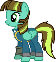 Size: 543x597 | Tagged: safe, artist:pegasski, derpibooru import, oc, oc only, oc:aqua haze, pegasus, pony, fallout equestria, base used, clothes, eyelashes, female, mare, pegasus oc, simple background, smiling, solo, transparent background, vault suit, wings