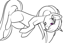 Size: 1080x608 | Tagged: safe, artist:tessa_key_, derpibooru import, oc, oc only, pony, unicorn, eyelashes, horn, lineart, monochrome, simple background, solo, unicorn oc, white background, wide eyes