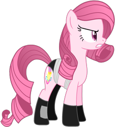 Size: 1450x1601 | Tagged: safe, artist:guruyunus17, derpibooru import, oc, oc only, oc:annisa trihapsari, earth pony, pony, angry, clothes, crossover, female, grin, mare, not rarity, pink body, pink hair, simple background, smiling, solo, star wars, transparent background, vector