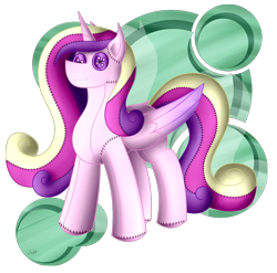 Size: 1436x1420 | Tagged: safe, artist:thebenalpha, derpibooru import, princess cadance, alicorn, original species, pony, buttons, female, mare, plush pony, plushie, simple background, solo, toy, transparent background