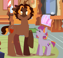 Size: 1280x1165 | Tagged: safe, artist:teafrown, derpibooru import, oc, oc only, oc:berry twist, oc:burned pumpkin, earth pony, pony, brother and sister, colt, duo, female, filly, freckles, male, offspring, parent:cheese sandwich, parent:maud pie, parents:maudwich, siblings