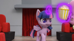 Size: 1920x1080 | Tagged: safe, derpibooru import, screencap, twilight sparkle, twilight sparkle (alicorn), alicorn, pony, hat in the way, my little pony: pony life, my little pony: stop motion short, food, magic, popcorn, solo, stop motion