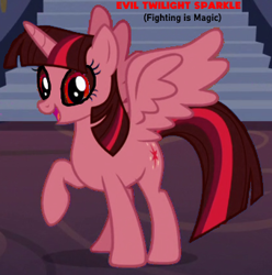 Size: 340x343 | Tagged: safe, derpibooru import, edit, twilight sparkle, twilight sparkle (alicorn), alicorn, pony, fighting is magic, 1000 hours in ms paint, black sclera, evil, evil twilight, red eyes