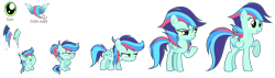 Size: 9880x2824 | Tagged: safe, artist:galaxyswirlsyt, derpibooru import, oc, oc:rainbow blitzes, pony, 5-year-old, absurd resolution, age progression, baby, baby pony, female, filly, mare, offspring, parent:rainbow dash, parent:soarin', parents:soarindash, simple background, teenager, transparent background