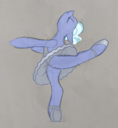 Size: 1458x1573 | Tagged: artist needed, safe, derpibooru import, sugarcoat, earth pony, pony, equestria girls, /mlp/, 4chan, ballerina, ballet, dancing, drawthread, equestria girls ponified, eyes closed, female, gray background, mare, ponified, simple background, solo