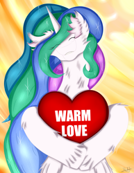 Size: 2363x3063 | Tagged: safe, artist:thebenalpha, derpibooru import, princess celestia, alicorn, pony, chest fluff, cute, cutelestia, ear fluff, ears, eyes closed, heart, looking at you, simple background, smiley face, smiling, smiling at you, sun