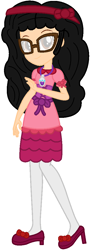 Size: 382x1065 | Tagged: safe, artist:ketrin29, artist:user15432, derpibooru import, oc, oc:aaliyah, human, equestria girls, aaliyah, alice in wonderland, amulet, barely eqg related, base used, bow, clothes, crossover, dress, equestria girls style, equestria girls-ified, glasses, hair bow, headband, high heels, jewelry, looking at you, necklace, pink dress, shoes, stockings, thigh highs, tights