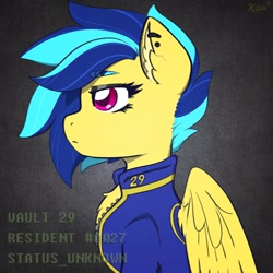 Size: 2500x2500 | Tagged: safe, artist:koa, derpibooru import, oc, oc only, oc:koa, pegasus, pony, fallout equestria, clothes, vault suit