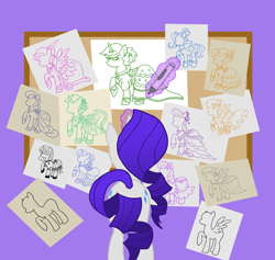 Size: 1000x948 | Tagged: dead source, safe, artist:atlur, ponerpics import, bon bon, carrot top, cheerilee, derpy hooves, dj pon-3, golden harvest, lyra heartstrings, octavia melody, rarity, spitfire, sweetie drops, trixie, vinyl scratch, oc, oc:madmax, oc:phoe, earth pony, pony, unicorn, clothes, deleted from derpibooru, design, dress, female, gala dress, mare, newbie artist training grounds, photoshop, rear view