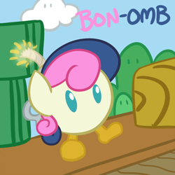 Size: 700x700 | Tagged: safe, artist:atlur, ponerpics import, bon bon, sweetie drops, bob-omb, bonafied, bonpun, crossover, deleted from derpibooru, nintendo, pun, species swap, super mario bros., warp pipe