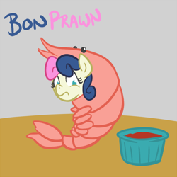 Size: 700x700 | Tagged: safe, artist:atlur, ponerpics import, bon bon, sweetie drops, shrimp, bon bon is not amused, bonafied, bonpun, deleted from derpibooru, solo