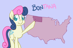 Size: 650x427 | Tagged: safe, artist:atlur, ponerpics import, bon bon, sweetie drops, :t, bonafied, bonpun, deleted from derpibooru, montana, pun, solo, united states