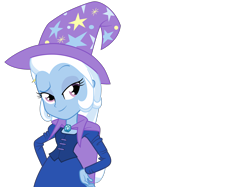 Size: 3296x2468 | Tagged: safe, artist:rivalcat, derpibooru import, trixie, equestria girls, cape, clothes, hat, simple background, smiling, solo, transparent background, trixie's cape, trixie's hat, vector