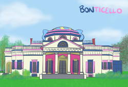 Size: 750x512 | Tagged: safe, artist:atlur, ponerpics import, bon bon, sweetie drops, bonafied, bonpun, building, deleted from derpibooru, house, monticello, no pony, pun, solo, thomas jefferson