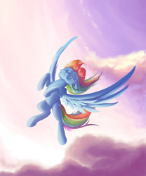 Size: 2000x2400 | Tagged: safe, artist:rocket-lawnchair, derpibooru import, rainbow dash, pegasus, pony, eyes closed, flying, solo