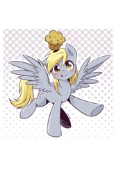 Size: 1000x1500 | Tagged: safe, artist:nekoshiei, derpibooru import, derpy hooves, pegasus, pony, my little pony: the manga, my little pony: the manga volume 3, spoiler:manga3, blushing, female, looking at you, mare, muffin, solo, tongue, tongue out