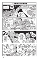 Size: 1000x1500 | Tagged: safe, derpibooru import, applejack, discord, fluttershy, pinkie pie, rainbow dash, rarity, spike, draconequus, dragon, earth pony, pegasus, pony, unicorn, my little pony: the manga, my little pony: the manga volume 3, spoiler:manga3, eyes closed, hug, mane five, older, older applejack, older fluttershy, older mane five, older pinkie pie, older rainbow dash, older rarity, open mouth