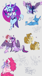 Size: 2048x3680 | Tagged: safe, artist:doodlebetch, derpibooru import, fluttershy, gilda, moondancer, pinkie pie, trixie, twilight sparkle, oc, earth pony, pegasus, pony, female, gildashy, headcanon in the description, lesbian, shipping, twixie