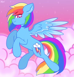 Size: 2800x2900 | Tagged: safe, alternate version, artist:koa, derpibooru import, rainbow dash, pegasus, pony, cloud, ear fluff, ears, female, flying, high res, mare, profile, sky, solo, spread wings, wings