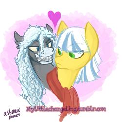 Size: 563x563 | Tagged: safe, artist:dinkelion, derpibooru import, oc, oc only, oc:draft decor, oc:whist walker, pony, female, male, mare, sharp teeth, stallion, teeth