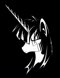 Size: 1936x2512 | Tagged: safe, artist:azdaracylius, ponerpics import, oc, oc only, oc:fausticorn, alicorn, pony, alicorn oc, black and white, bust, female, grayscale, horn, mare, monochrome, portrait, solo, wings