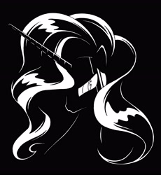 Size: 4864x5296 | Tagged: safe, artist:azdaracylius, ponerpics import, nightmare rarity, pony, unicorn, black and white, female, frown, grayscale, mare, monochrome, solo