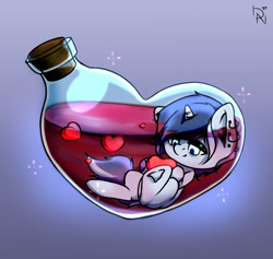 Size: 3440x3256 | Tagged: safe, artist:dark_nidus, derpibooru import, oc, oc only, oc:bronyast, pony, unicorn, commission, male, pony in a bottle, solo, ych result