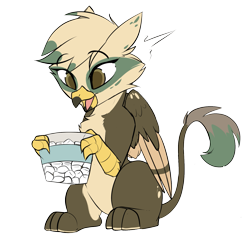 Size: 1507x1432 | Tagged: safe, artist:beardie, derpibooru import, oc, oc:dillinger, griffon, food, griffon oc, marshmallow