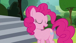 Size: 1920x1080 | Tagged: safe, derpibooru import, screencap, pinkie pie, earth pony, pony, horse play, eyes closed, female, open mouth, solo