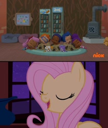 Size: 1314x1556 | Tagged: safe, artist:aaliyah_rosado, artist:user15432, derpibooru import, edit, edited screencap, screencap, fluttershy, dog, mermaid, pegasus, pony, stare master, barely pony related, bubble guppies, bubble kitty, bubble puppy, crossover, cute, eyes closed, fluttermom, gil (bubble guppies), goby, goby (bubble guppies), hush now quiet now, logo, lullaby, male, merman, molly (bubble guppies), nick jr., nickelodeon, nonny (bubble guppies), open mouth, puppy, shyabetes, singing, sleeping, zooli