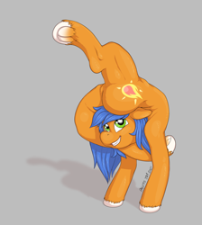 Size: 3180x3543 | Tagged: safe, artist:pepperoach, derpibooru import, oc, oc:fire light, earth pony, backbend, contortion, contortionist, female, flexible