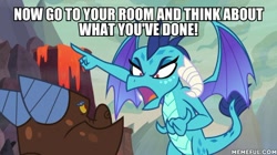 Size: 600x337 | Tagged: safe, derpibooru import, edit, edited screencap, screencap, princess ember, sweet and smoky, caption, clump, image macro, text