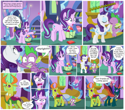 Size: 3975x3500 | Tagged: safe, derpibooru import, edit, edited screencap, editor:wild stallions, screencap, pharynx, rarity, spike, starlight glimmer, thorax, changedling, changeling, dragon, pony, unicorn, comic:the first incestuous foal of sunset shimmer, dragon dropped, disguise, disguised changeling, explicit source, female, gay, gay in front of girls, implied shipping, implied sparity, implied straight, incest, king thorax, male, prince pharynx, shipping, spike's room, straight