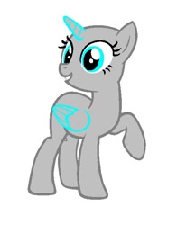 Size: 487x620 | Tagged: safe, artist:elijahxronja, derpibooru import, oc, oc only, alicorn, pony, alicorn oc, bald, base, eyelashes, female, grin, horn, looking back, mare, raised hoof, raised leg, simple background, smiling, solo, transparent background, wings