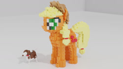 Size: 1280x720 | Tagged: safe, artist:awesomeaustinv, derpibooru import, applejack, winona, dog, earth pony, pony, 3d, lego, lego pony