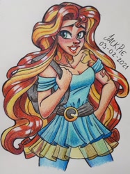 Size: 1520x2027 | Tagged: safe, artist:jack-pie, derpibooru import, sunset shimmer, equestria girls, tattoo, traditional art