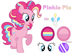 Size: 2600x2000 | Tagged: safe, artist:stellamoonshine, derpibooru import, pinkie pie, earth pony, pony, alternate hairstyle, reference sheet, simple background, solo, transparent background