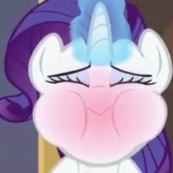 Size: 480x480 | Tagged: safe, derpibooru import, screencap, rarity, pony, unicorn, sweet and elite, cropped, female, low quality, mare, puffy cheeks, solo