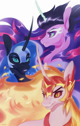 Size: 1900x3000 | Tagged: safe, alternate version, artist:dumddeer, derpibooru import, daybreaker, midnight sparkle, nightmare moon, twilight sparkle, equestria girls, trio