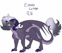 Size: 3239x2780 | Tagged: safe, artist:dodiejinx, derpibooru import, oc, oc only, oc:estelle la ange, dracony, hybrid, interspecies offspring, offspring, parent:rarity, parent:spike, parents:sparity, simple background, solo, white background