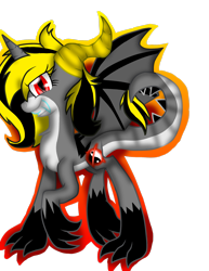 Size: 2153x2786 | Tagged: safe, artist:juliet-gwolf18, derpibooru import, oc, oc only, oc:juliet, dracony, dragon, hybrid, eyelashes, fangs, female, grin, horns, simple background, smiling, solo, transparent background, yin-yang