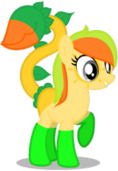 Size: 531x773 | Tagged: safe, artist:amgiwolf, derpibooru import, oc, oc only, original species, plant pony, augmented tail, coat markings, eyelashes, plant, raised hoof, raised leg, simple background, socks (coat marking), solo, transparent background