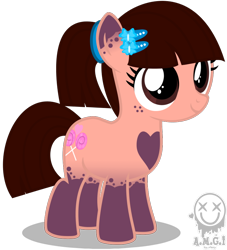 Size: 812x894 | Tagged: safe, artist:amgiwolf, derpibooru import, oc, oc only, earth pony, pony, coat markings, earth pony oc, eyelashes, female, filly, simple background, smiling, socks (coat marking), solo, transparent background