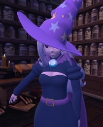 Size: 821x1010 | Tagged: safe, derpibooru import, trixie, human, equestria girls, 3d, cape, clothes, hat, humanized, looking at you, one eye covered, second life, smiling, smirk, solo, trixie's cape, trixie's hat