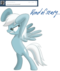 Size: 1280x1525 | Tagged: safe, artist:ask-fleetfoot, derpibooru import, fleetfoot, pony, alternate hairstyle, ask-fleetfoot, bipedal, discorded, solo