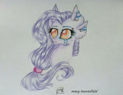 Size: 1024x795 | Tagged: safe, artist:maryhoovesfield, derpibooru import, oc, oc only, earth pony, pony, bust, chest fluff, ear fluff, ear piercing, earring, ears, earth pony oc, eyelashes, jewelry, piercing, signature, solo, traditional art